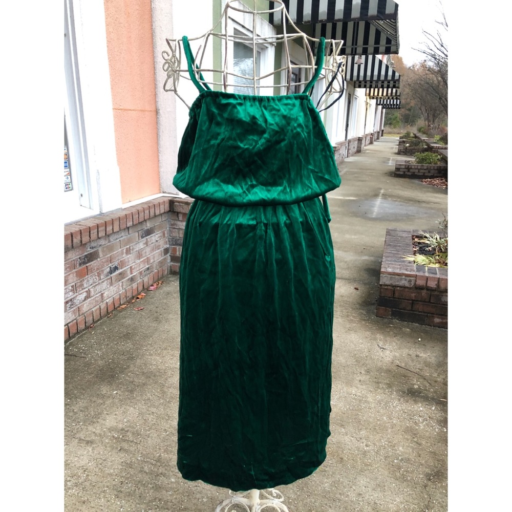 Vintage green crushed velvet dress w/ jacket